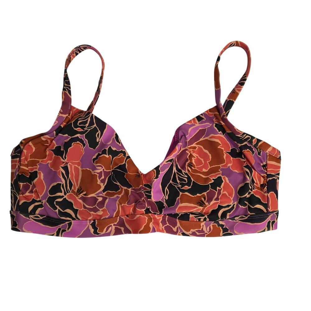 Victoria's Secret Bikini Swim Top 38DD Purple Orange Floral